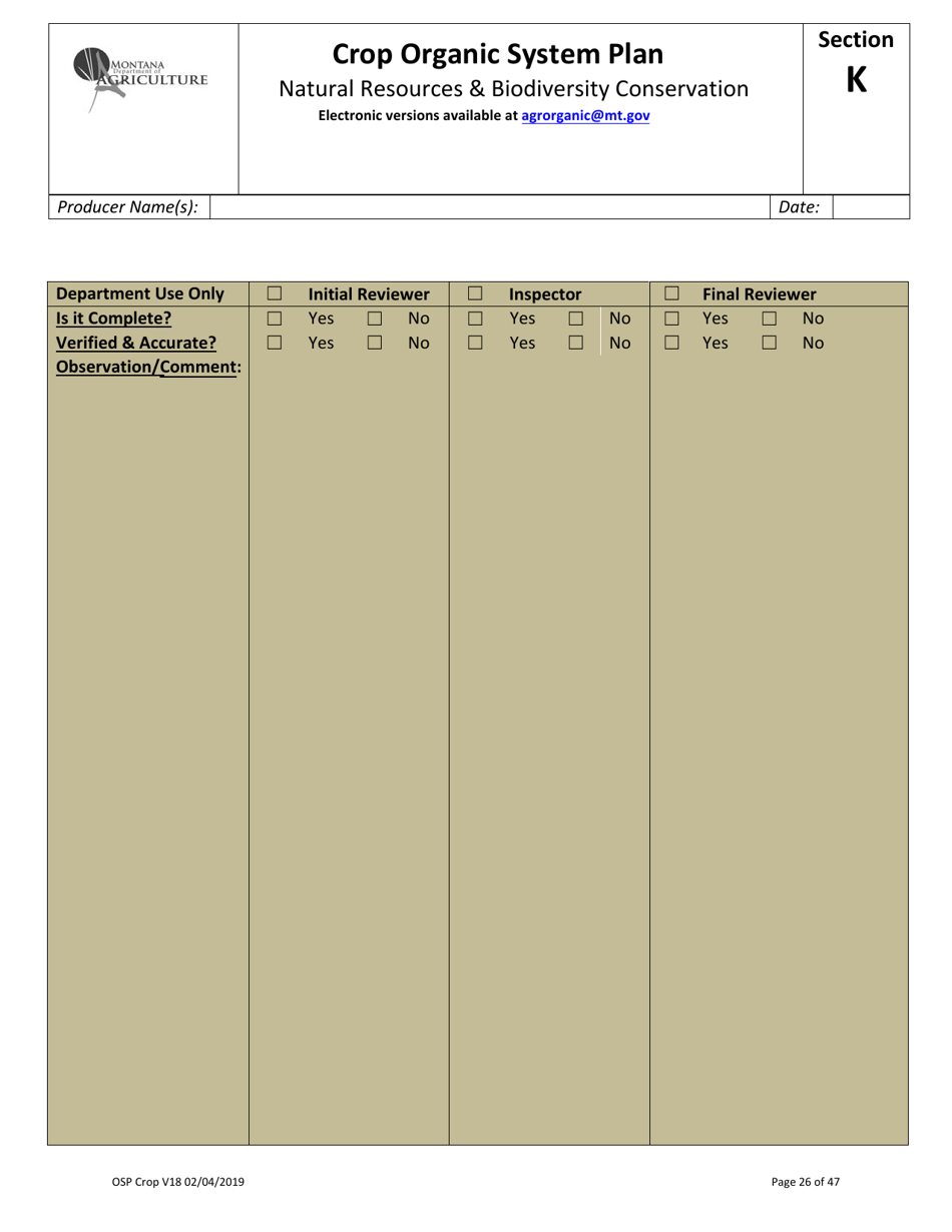 Crop Organic System Plan - Montana, Page 22