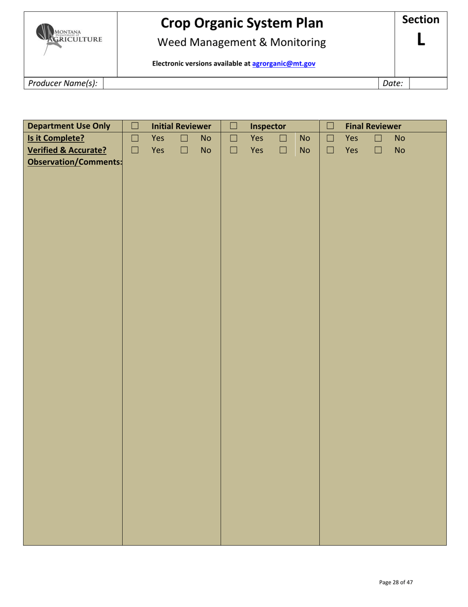 Crop Organic System Plan - Montana, Page 24