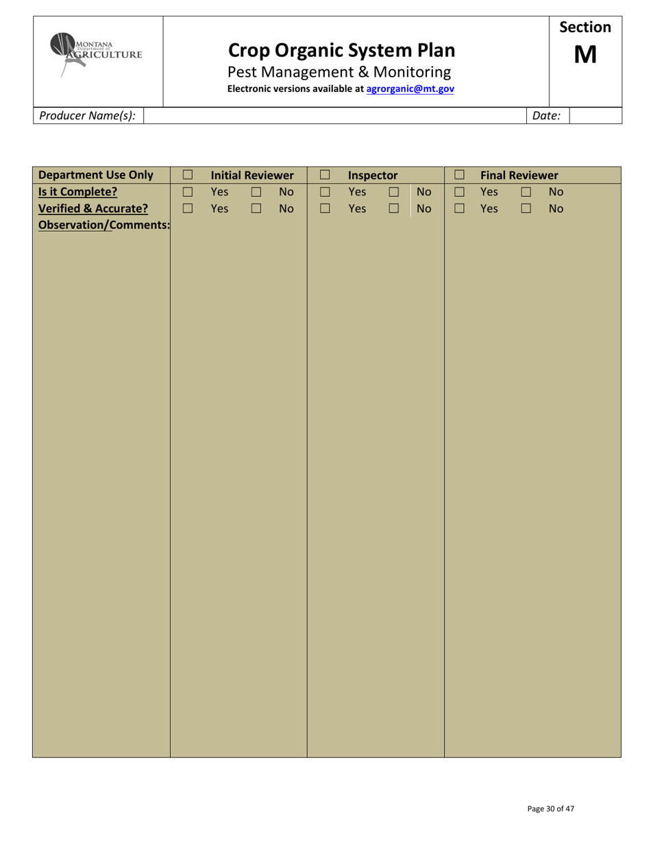 Crop Organic System Plan - Montana, Page 26