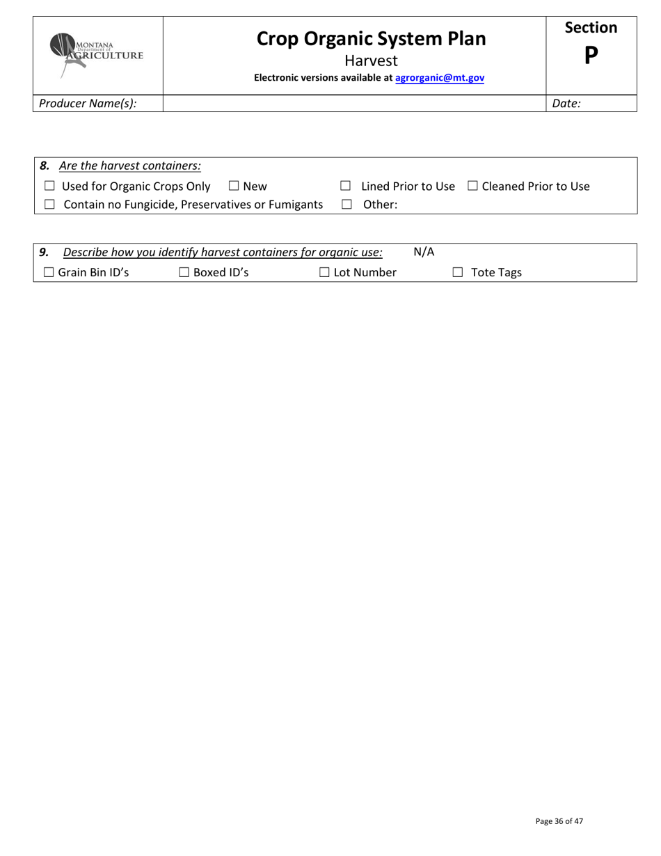 Crop Organic System Plan - Montana, Page 32