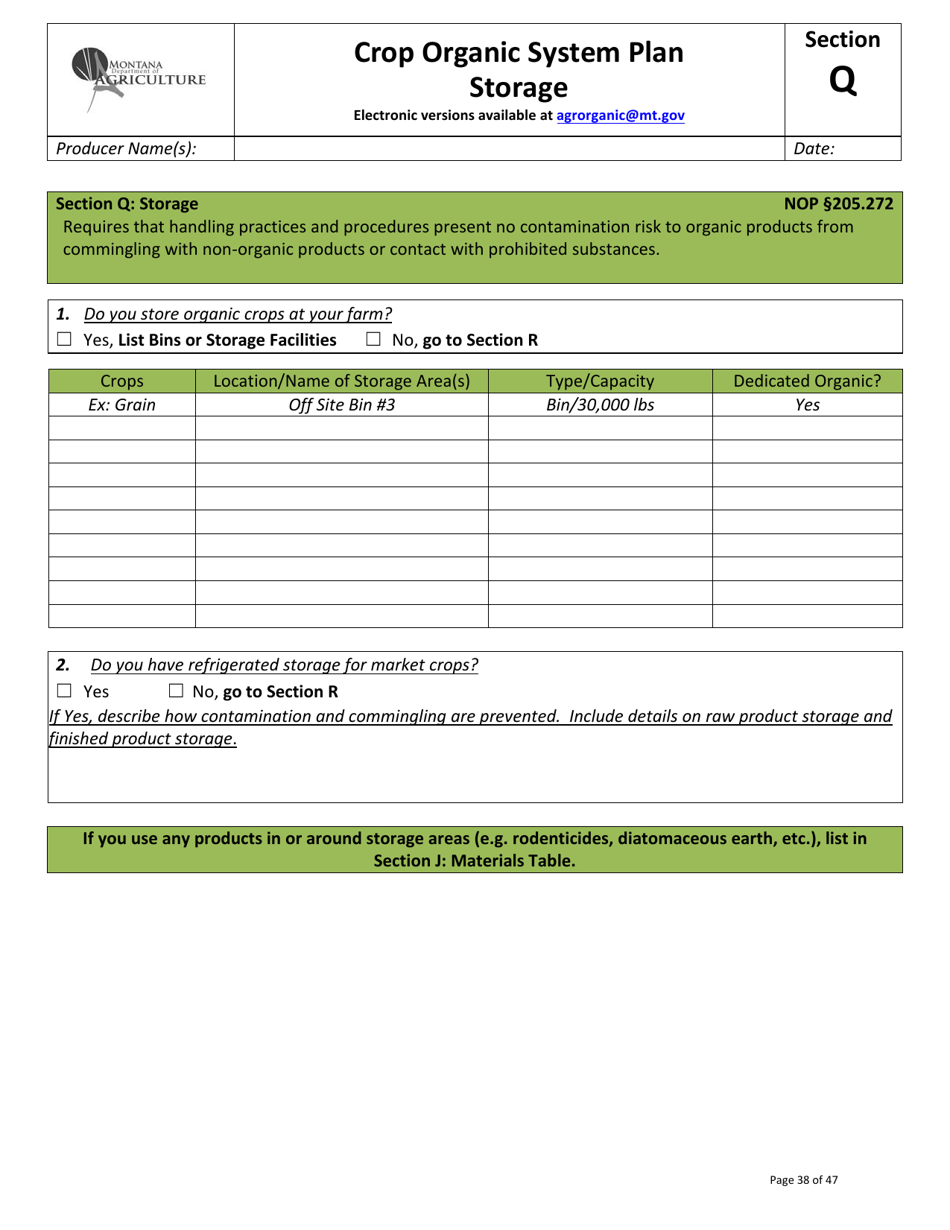 Crop Organic System Plan - Montana, Page 34