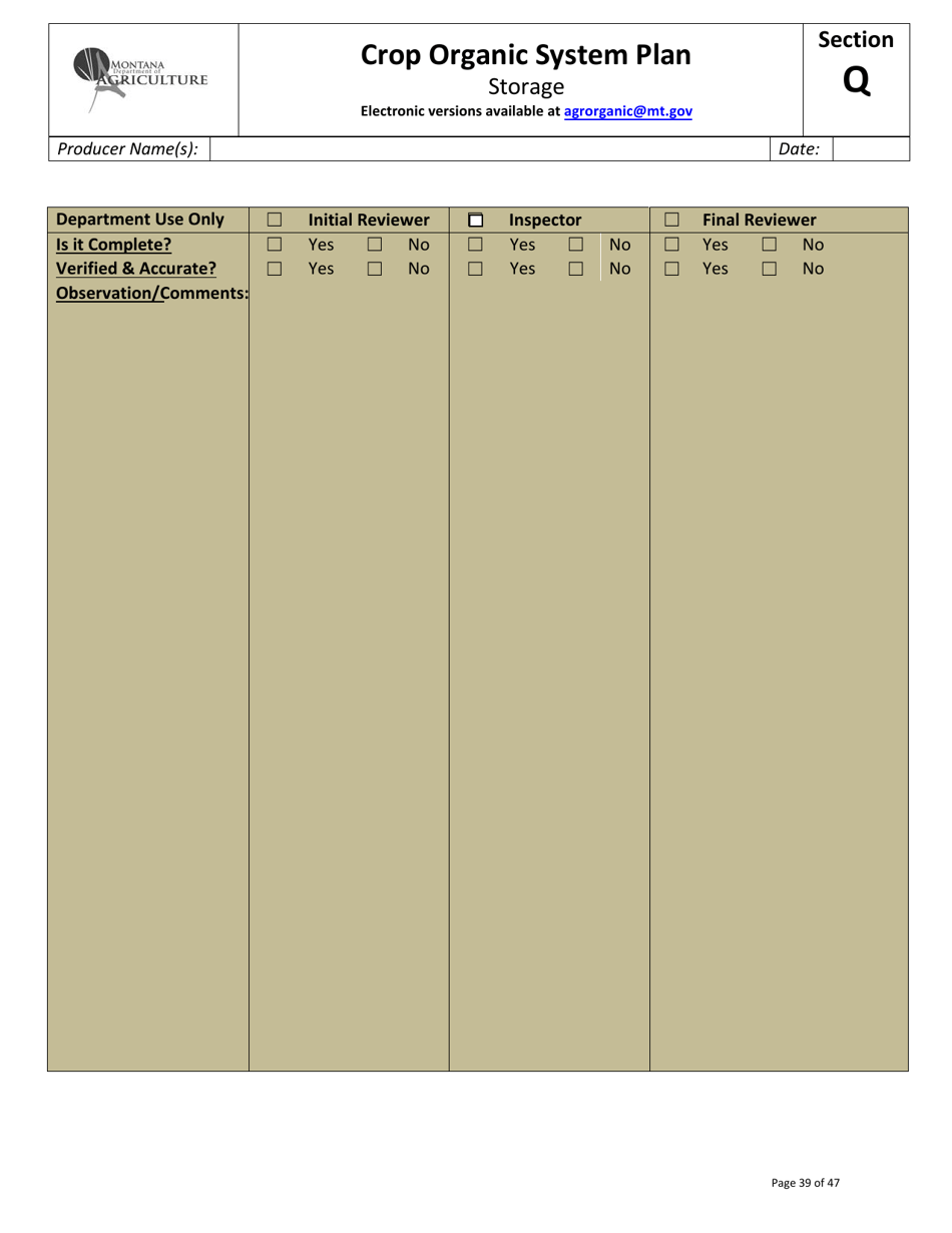 Crop Organic System Plan - Montana, Page 35