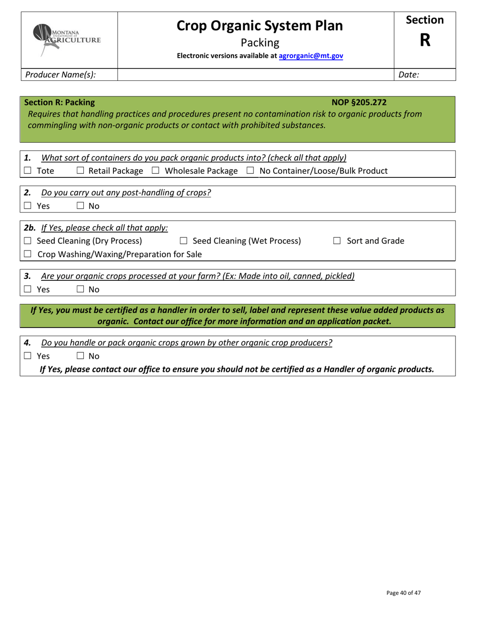 Crop Organic System Plan - Montana, Page 36