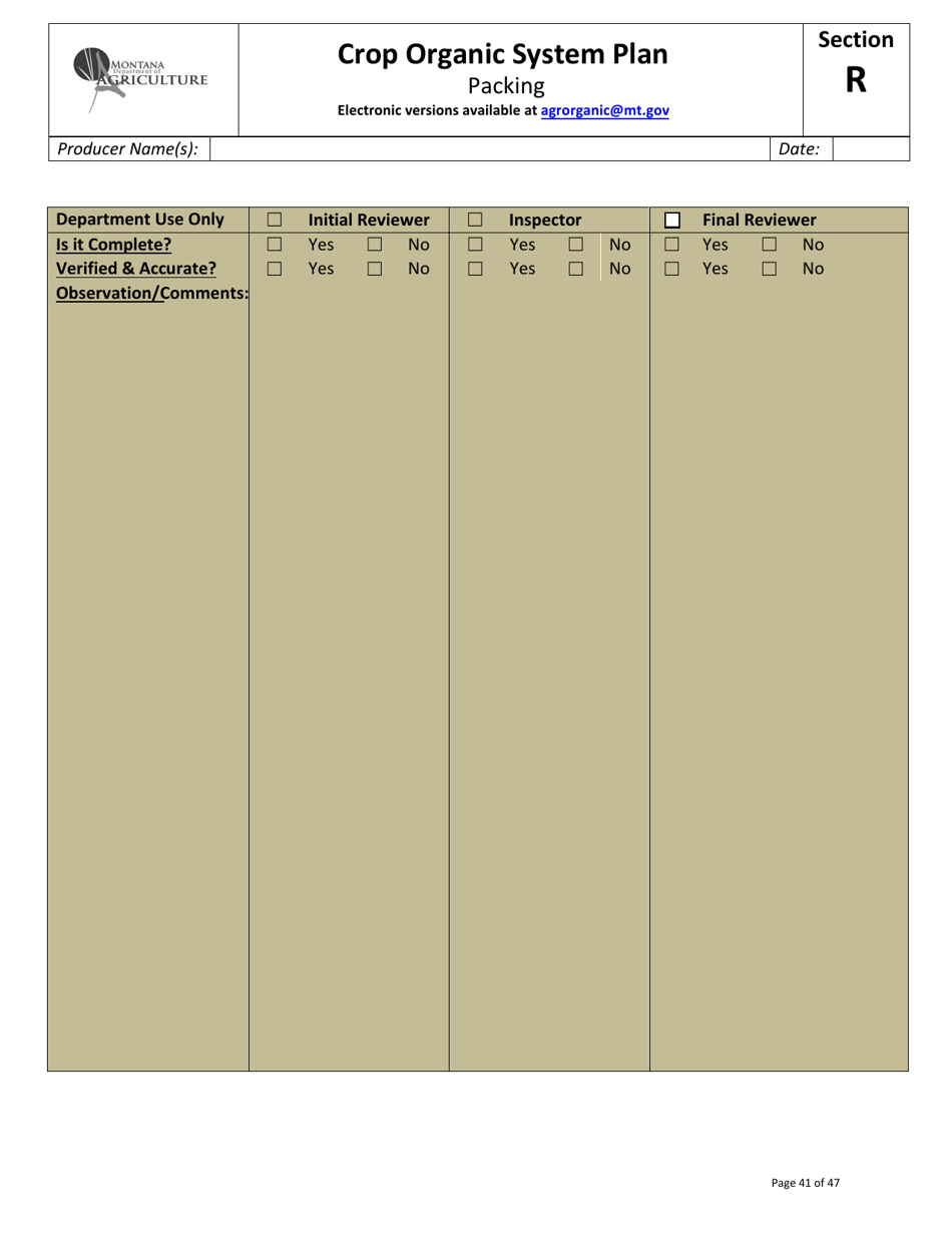 Crop Organic System Plan - Montana, Page 37