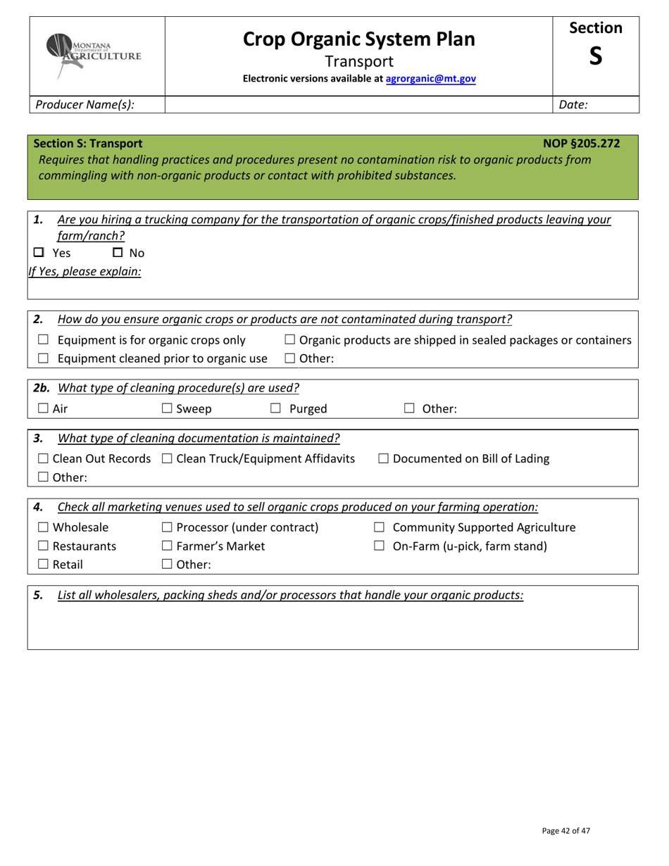 Crop Organic System Plan - Montana, Page 38