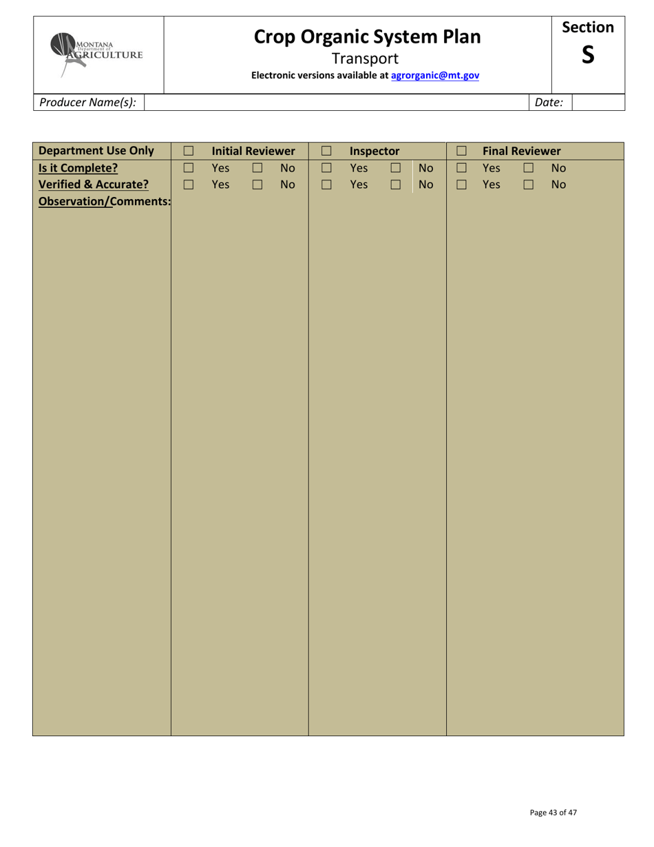 Crop Organic System Plan - Montana, Page 39