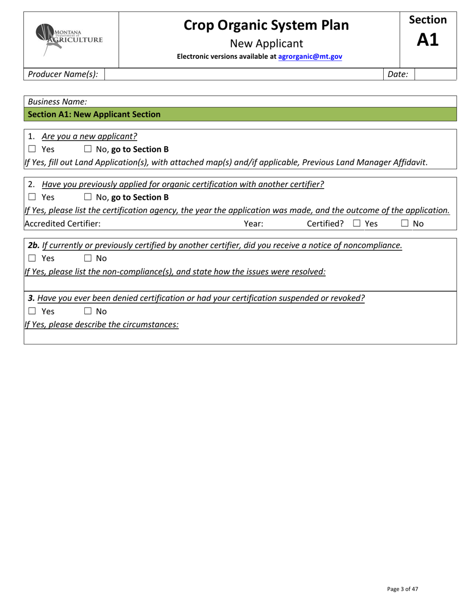 Crop Organic System Plan - Montana, Page 3