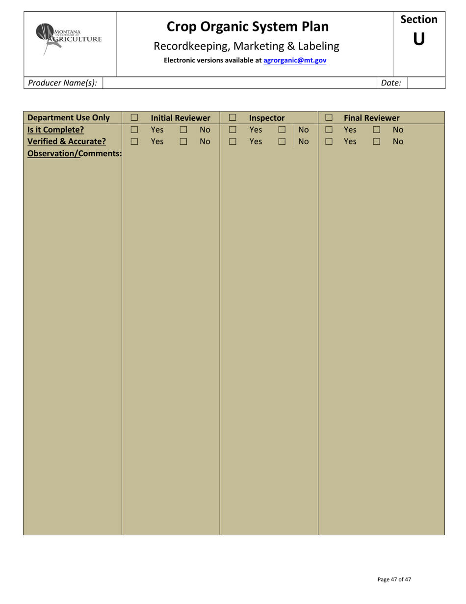 Crop Organic System Plan - Montana, Page 43