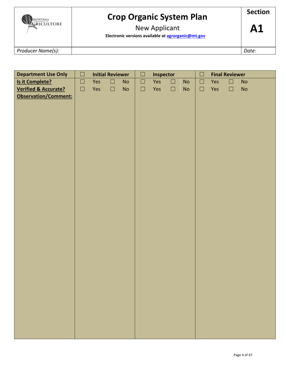 Crop Organic System Plan - Montana, Page 4