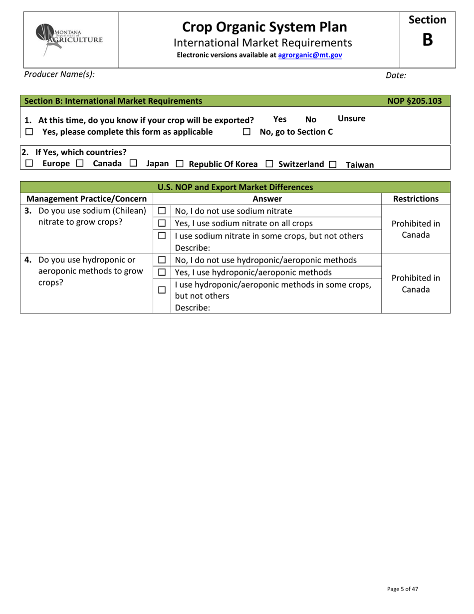 Crop Organic System Plan - Montana, Page 5