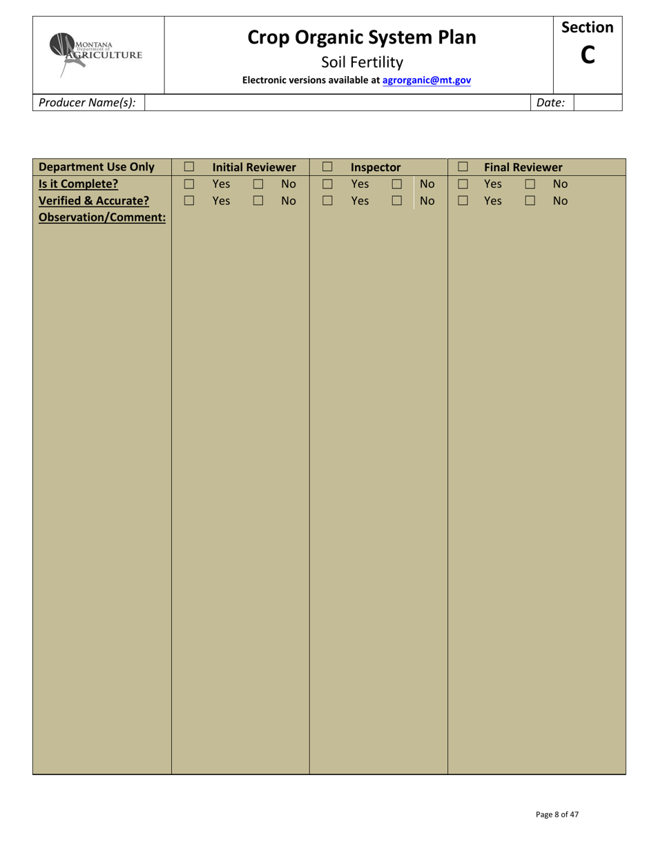 Crop Organic System Plan - Montana, Page 8