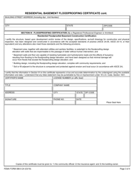 FEMA Form 086-0-24 Residential Basement Floodproofing Certificate, Page 3