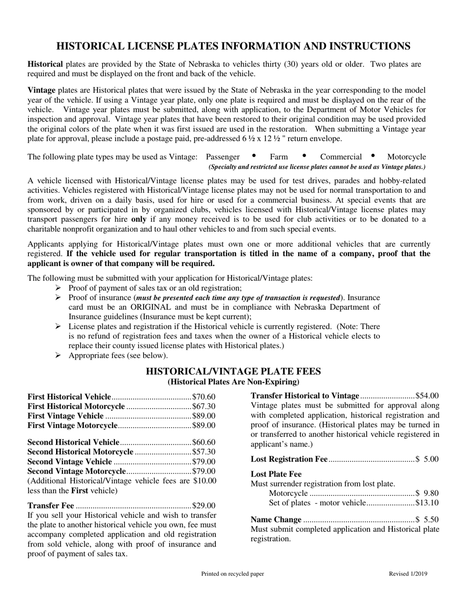 Historical / Vintage Plate Application - Nebraska, Page 2