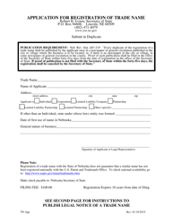 Document preview: Application for Registration of Trade Name - Nebraska