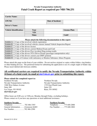 Document preview: Fatal Crash Report as Required Per Nrs 706.251 - Nevada