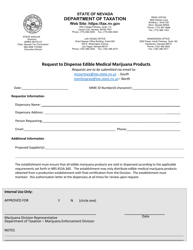 Document preview: Request to Dispense Edible Medical Marijuana Products - Nevada