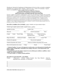 Formulario DHR/CSEA980/980A Solicitud Para Los Servicios De Manutencion - Maryland (Spanish), Page 2