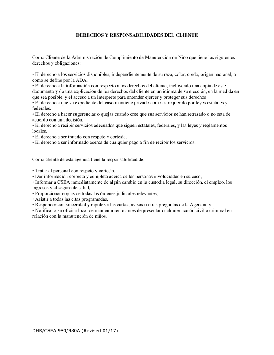 Formulario DHR / CSEA980 / 980A Solicitud Para Los Servicios De Manutencion - Maryland (Spanish), Page 7