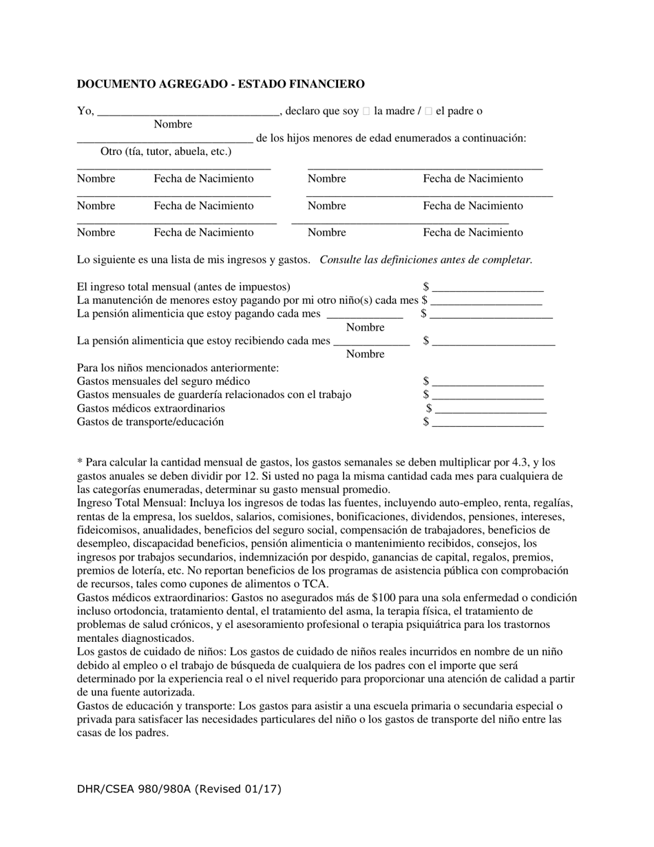 Formulario DHR / CSEA980 / 980A Solicitud Para Los Servicios De Manutencion - Maryland (Spanish), Page 8
