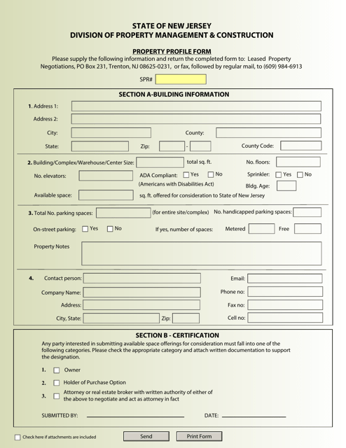 Property Profile Form - New Jersey Download Pdf