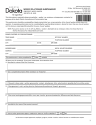 Form SFN50724 &quot;Worker Relationship Questionnaire&quot; - North Dakota