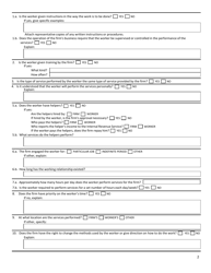 Form SFN50724 Worker Relationship Questionnaire - North Dakota, Page 2
