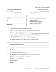 Form SFN51565 &quot;Petition for Disorderly Conduct Restraining Order&quot; - North Dakota