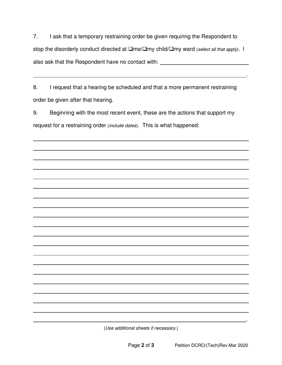 Form SFN51565 Petition for Disorderly Conduct Restraining Order - North Dakota, Page 2