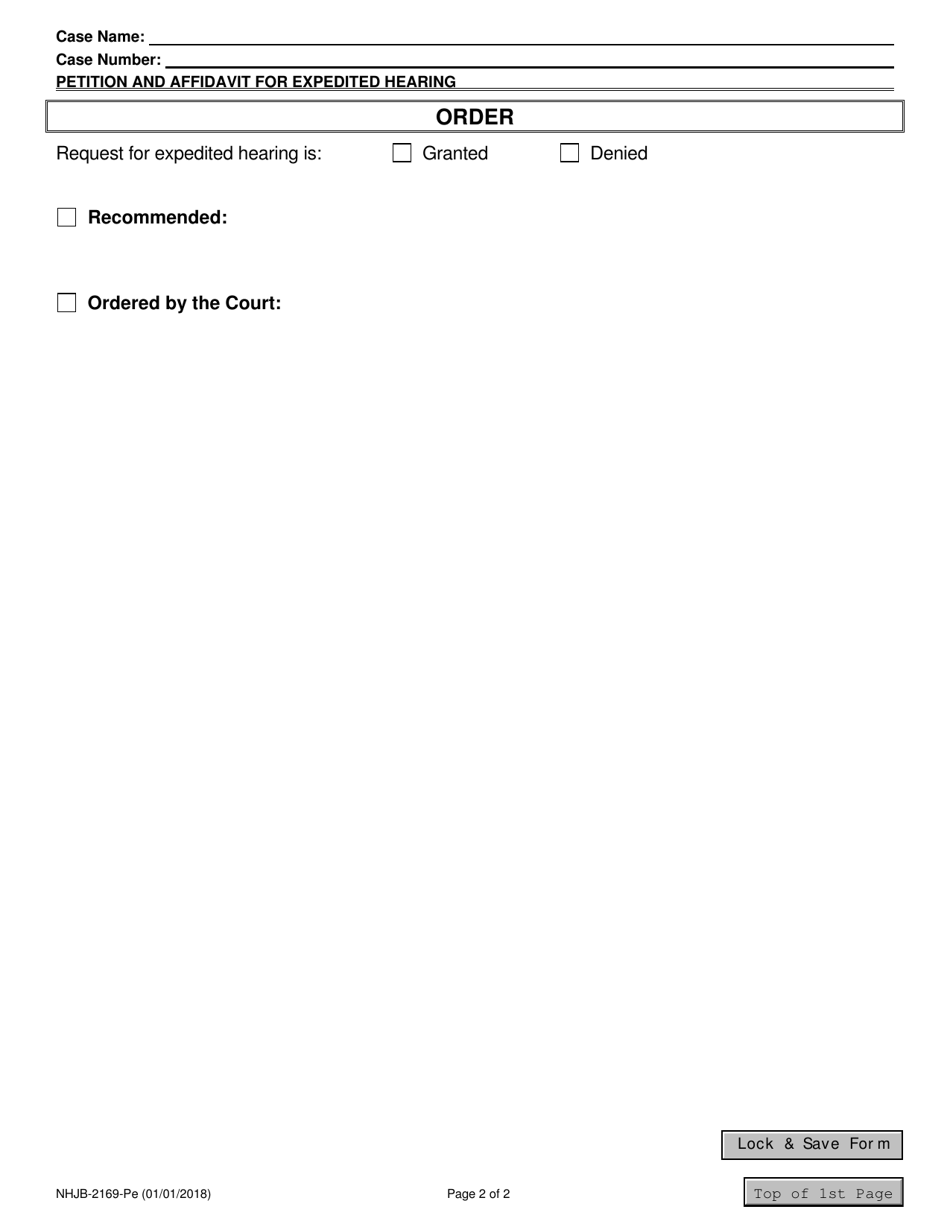 Form NHJB-2169-PE Petition and Affidavit for Expedited Hearing - New Hampshire, Page 2