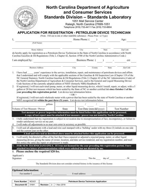 Form NCA31  Printable Pdf