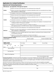 Form DOS-1727-F-A Application for Limited Certification - New York, Page 2