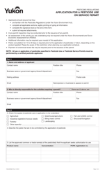 Document preview: Form YG4429 Application for a Pesticide Use or Service Permit - Yukon, Canada