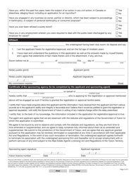 Form YG5368 Real Estate Salesperson Licence Application - Yukon, Canada, Page 4