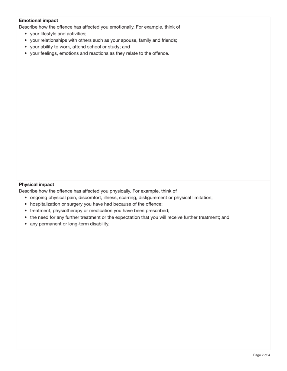Form YG4550 Victim Impact Statement - Yukon, Canada, Page 2