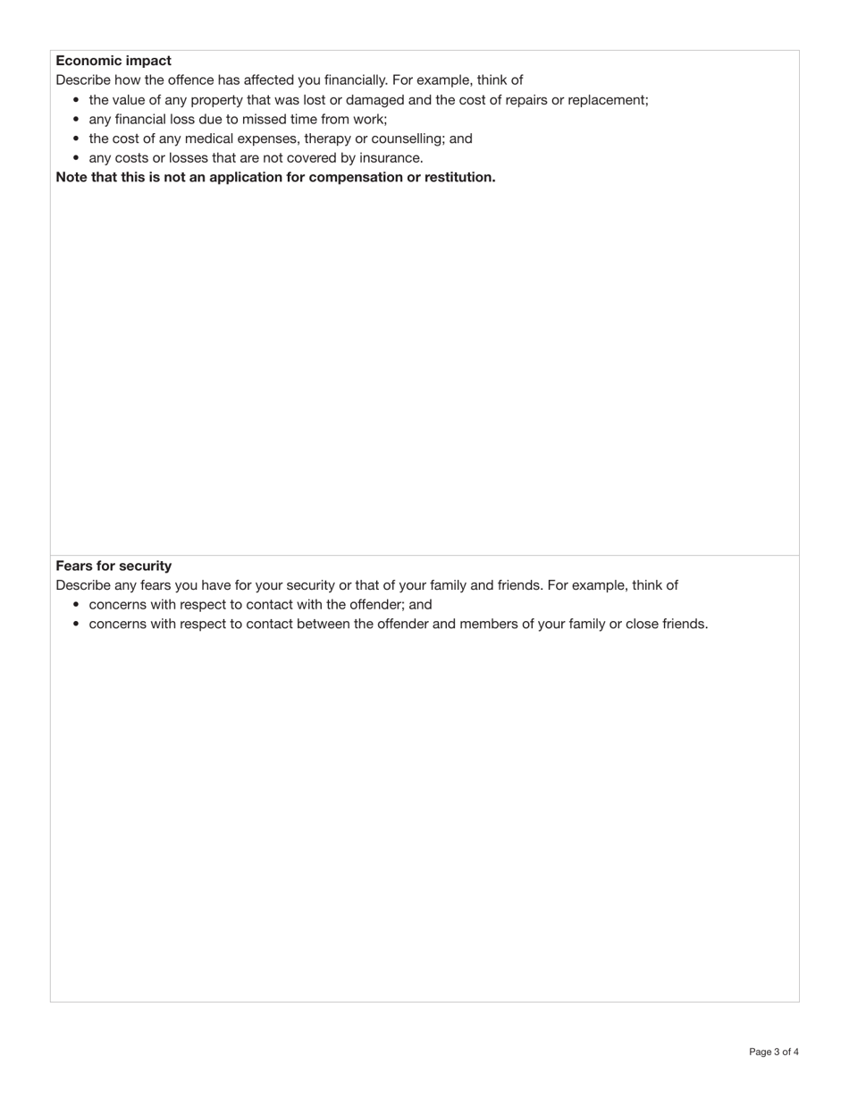 Form YG4550 Victim Impact Statement - Yukon, Canada, Page 3