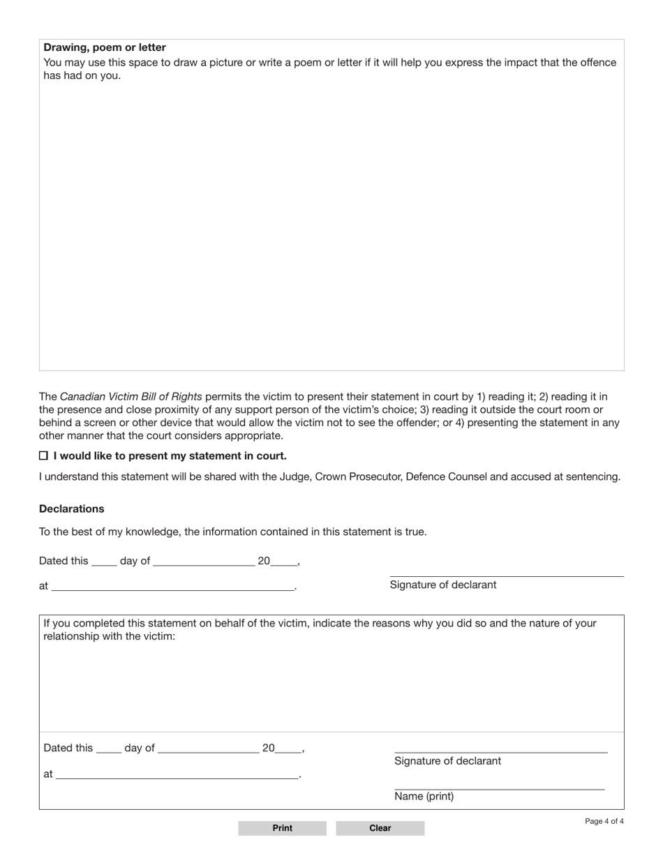Form YG4550 Victim Impact Statement - Yukon, Canada, Page 4