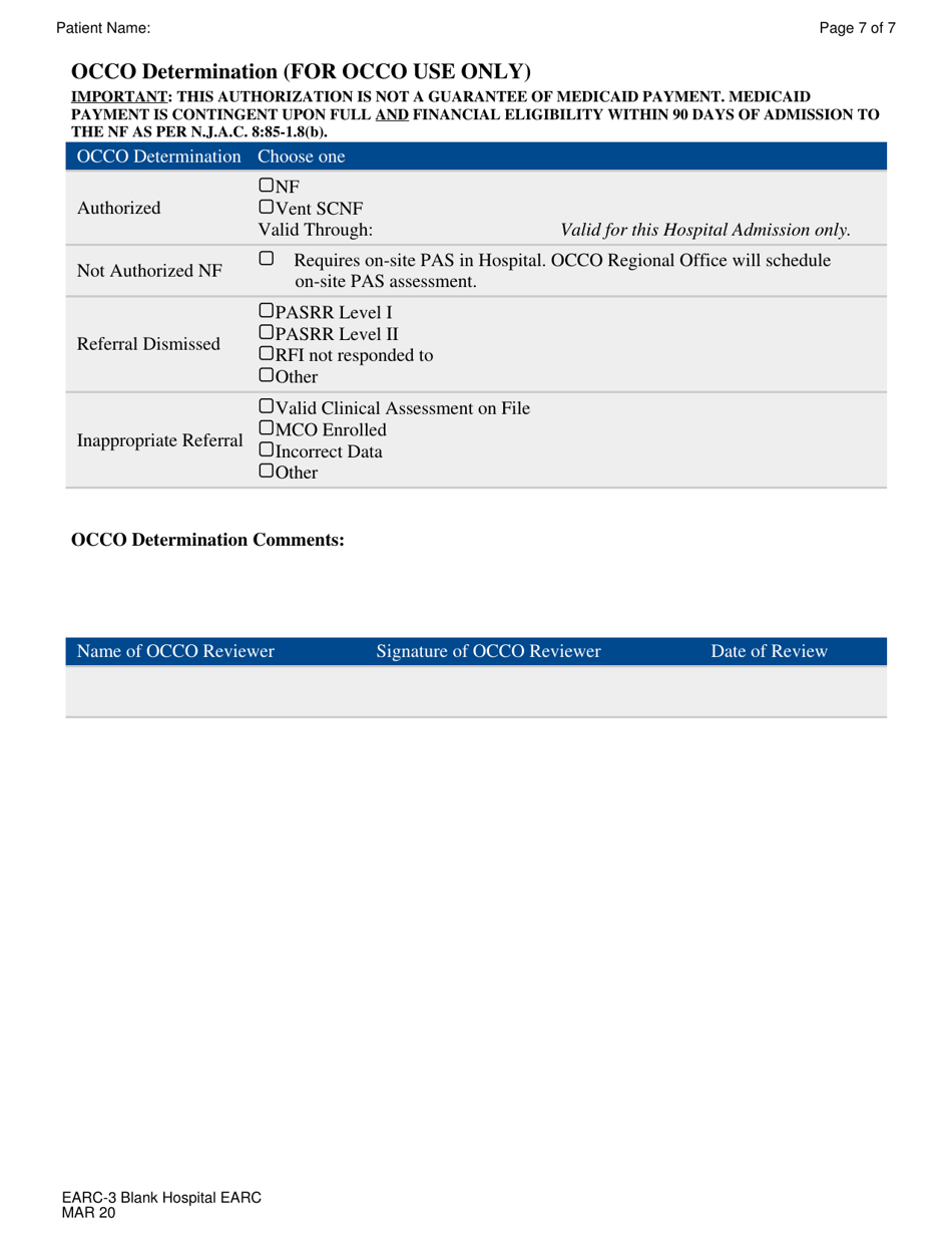 Form EARC-3 Hospital Earc Application - New Jersey, Page 7