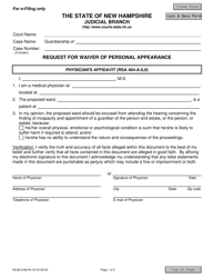 Document preview: Form NHJB-2168-PE Request for Waiver of Personal Appearance - New Hampshire