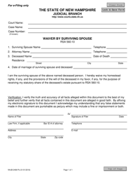 Document preview: Form NHJB-2498-PE Waiver by Surviving Spouse - New Hampshire