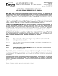 Instructions for Form SFN52307 &quot;Employer's Contribution and Wage Report - Advance Reimbursement&quot; - North Dakota