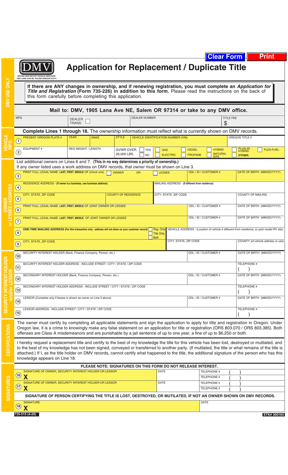 duplicate savage title dmv ca