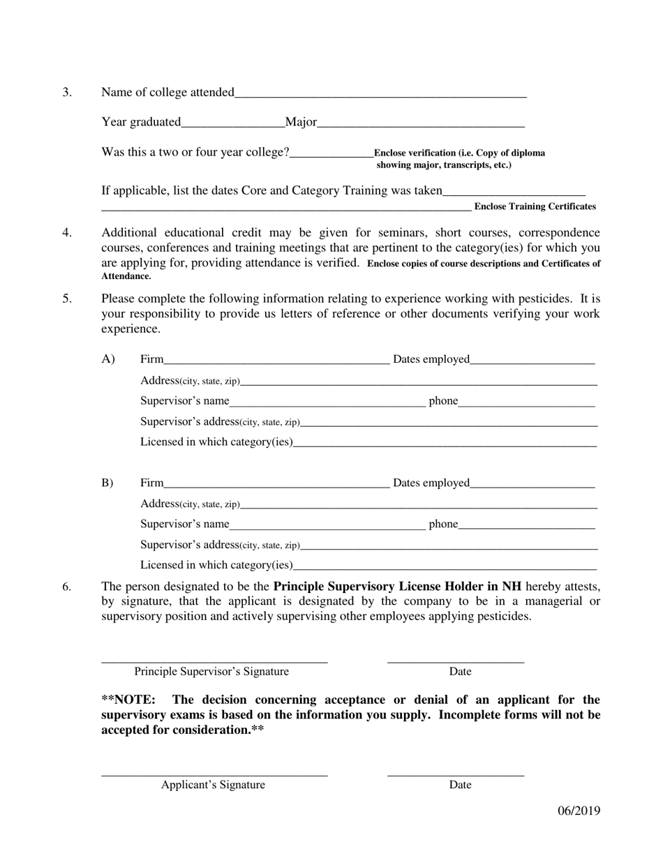 Resume Form - Supervisory Level Exam Requirement - New Hampshire, Page 4