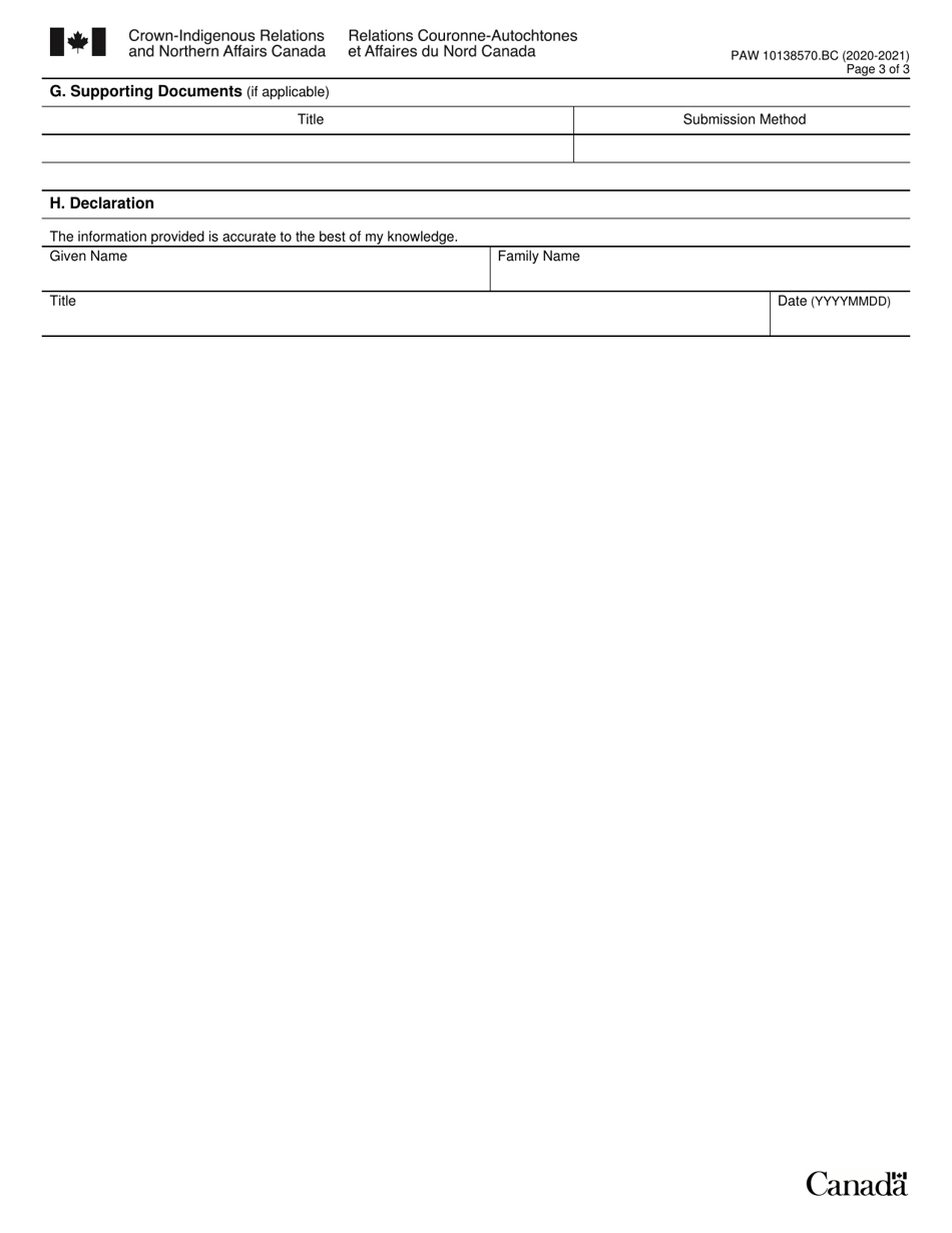 Form PAW10138570.BC Overlap Consultation / Shared Territory Project Proposal - Canada, Page 3