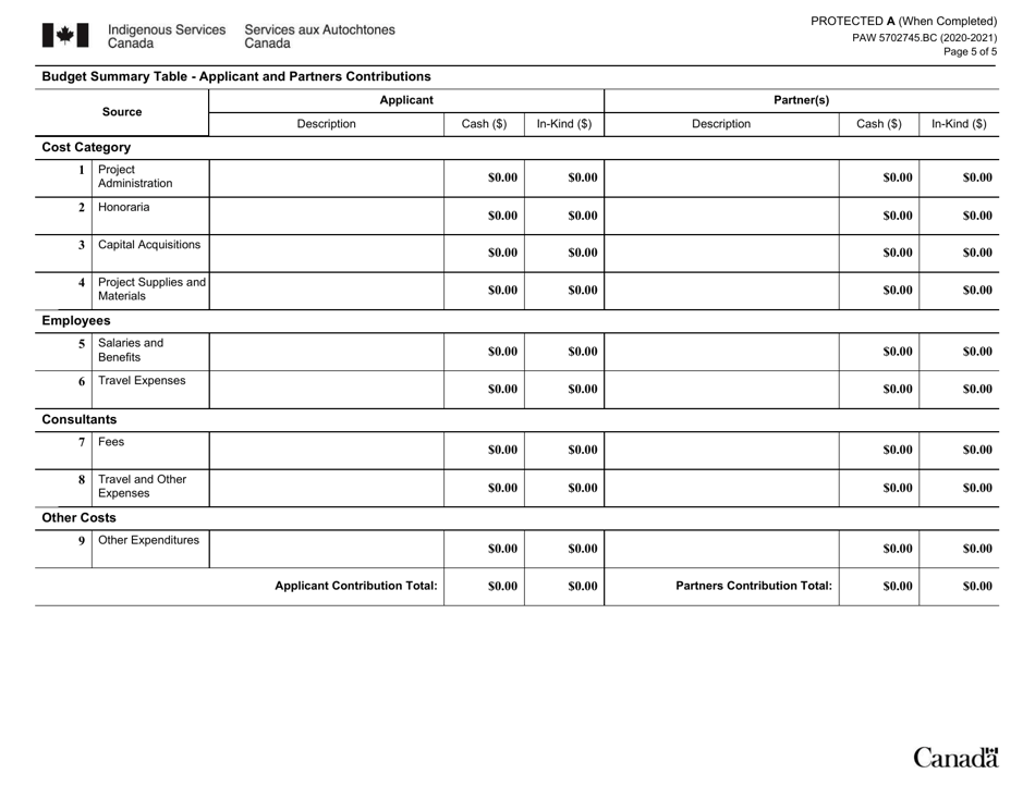 Form PAW5702745 Bc Capacity Initiative Proposal Application - Canada, Page 5