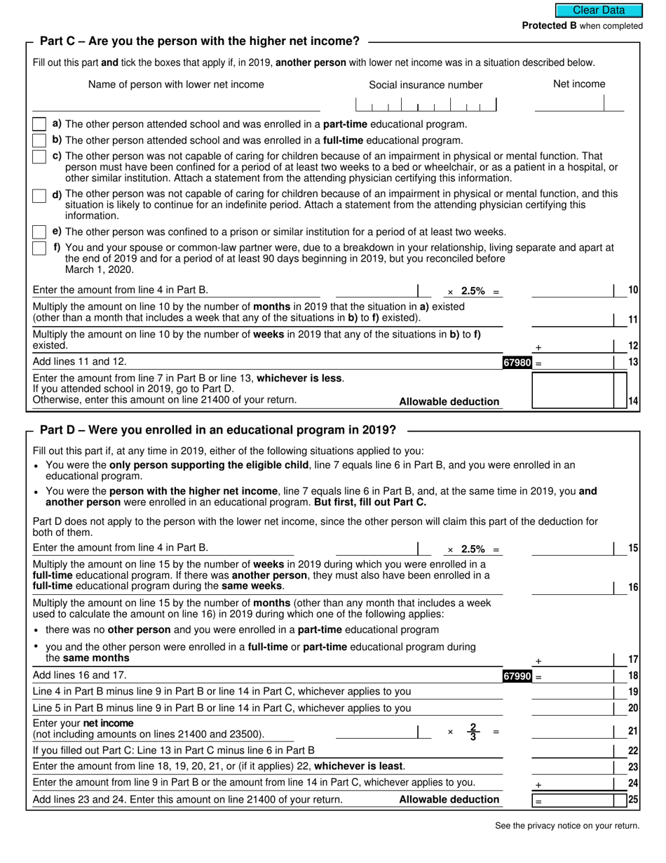 Form T778 Child Care Expenses Deduction - Canada, Page 4