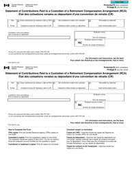 Form T737-RCA Statement of Contributions Paid to a Custodian of a Retirement Compensation Arrangement (Rca) - Canada (English/French)