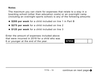 Form T778 Child Care Expenses Deduction - Large Print - Canada, Page 15