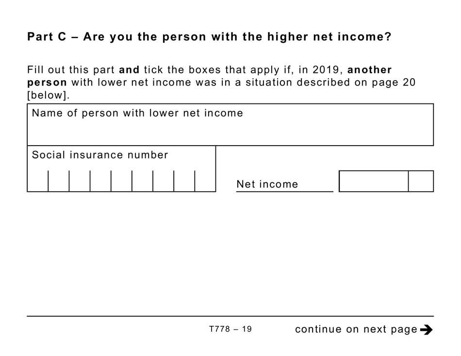 Form T778 Child Care Expenses Deduction - Large Print - Canada, Page 19