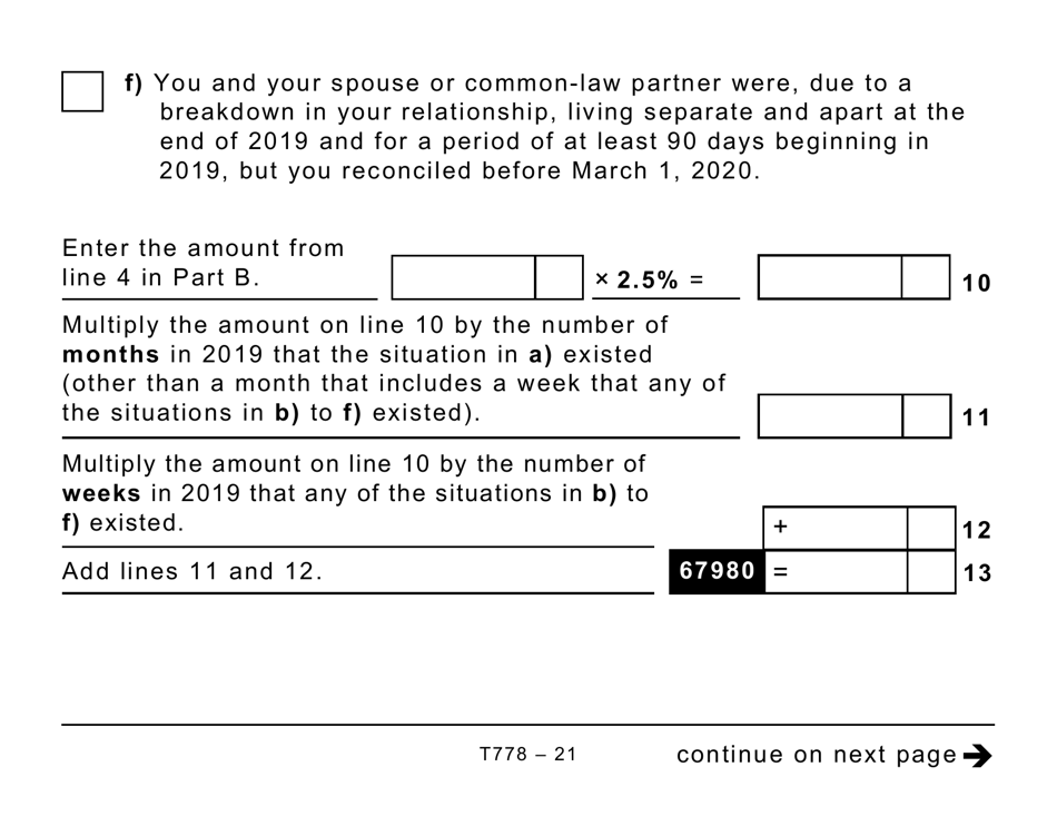 Form T778 Child Care Expenses Deduction - Large Print - Canada, Page 21