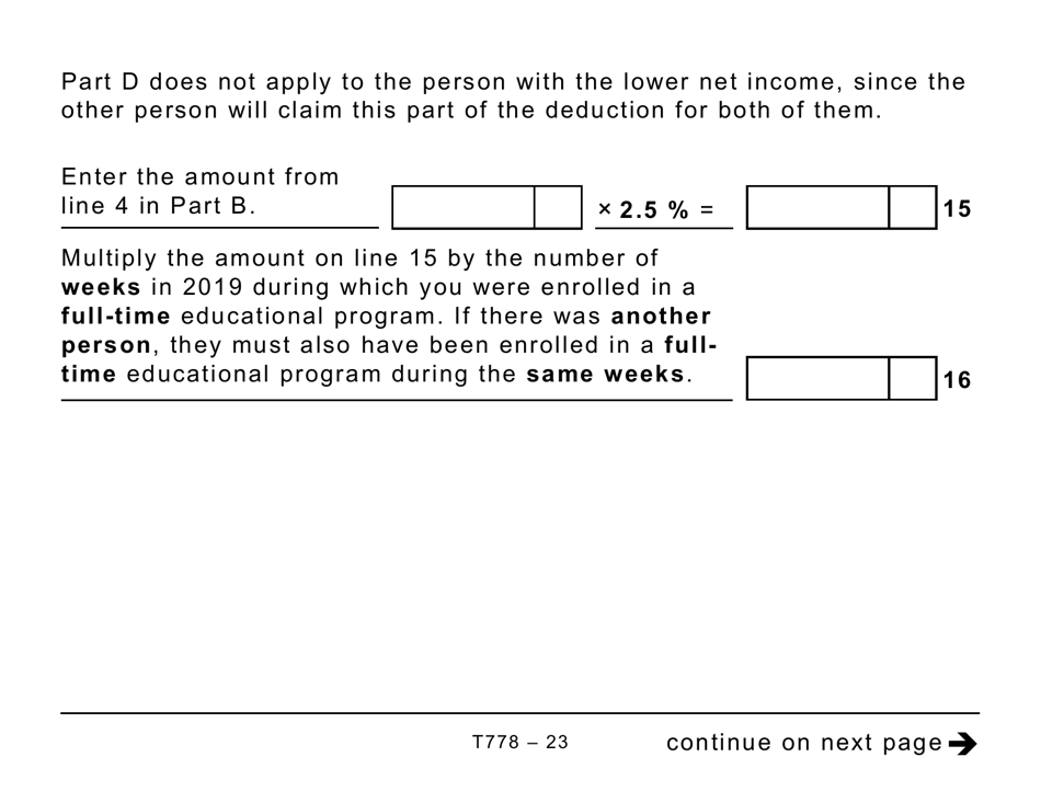Form T778 Child Care Expenses Deduction - Large Print - Canada, Page 23